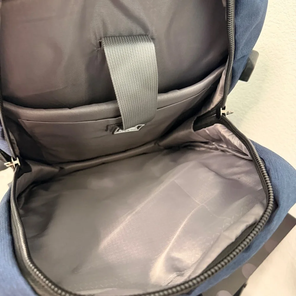 Laptop Backpack‎ USB Charging Port Water Resistant Dark Blue Anti-Theft